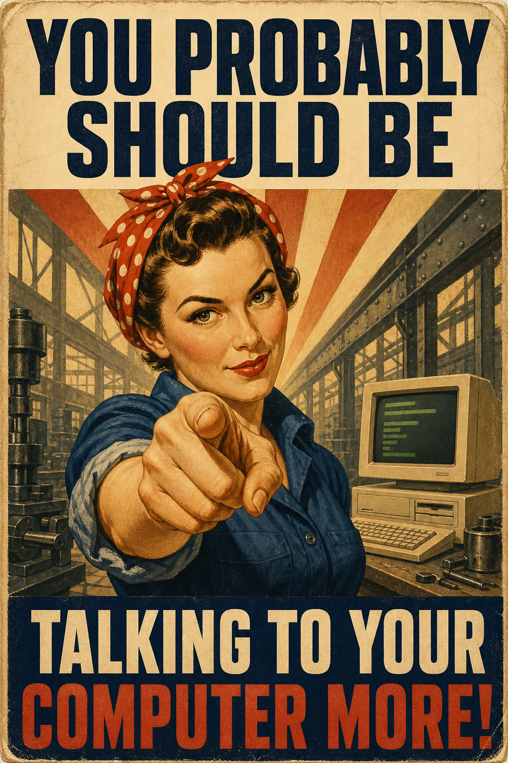 Vintage poster saying You probably should be talking to your computer more